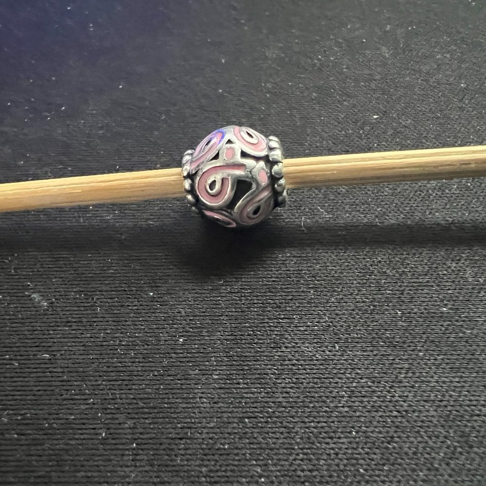 Retired Pandora Ale S925 Breast Cancer Pink Ribbon Necklace Bracelet Charm